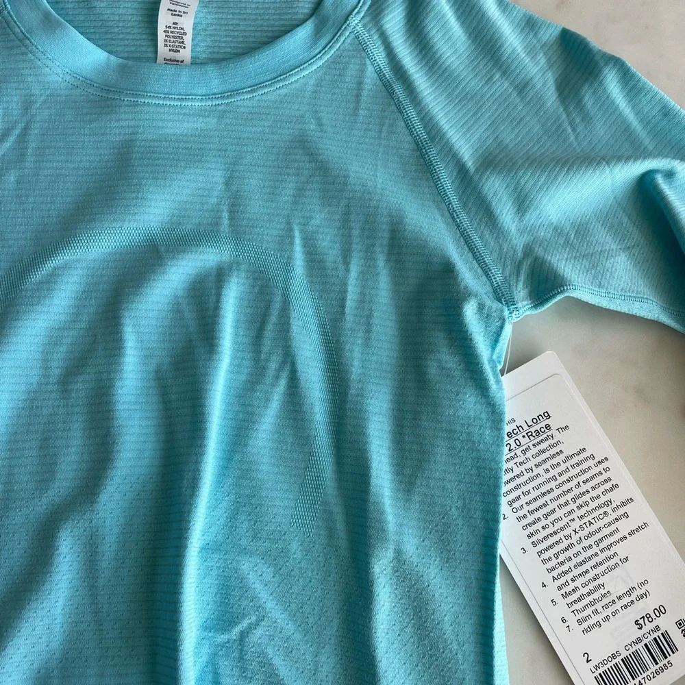 Lululemon Light Blue Long Sleeve Top 2 NWT - Picture 2 of 2